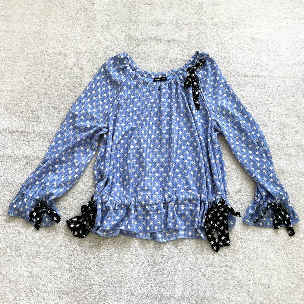 STINE GOYA MALLOW STARS TOP BLUE SIZE SMALL TRENDY CHIC CONTEMPORARY ARTSY - Picture 3 of 11